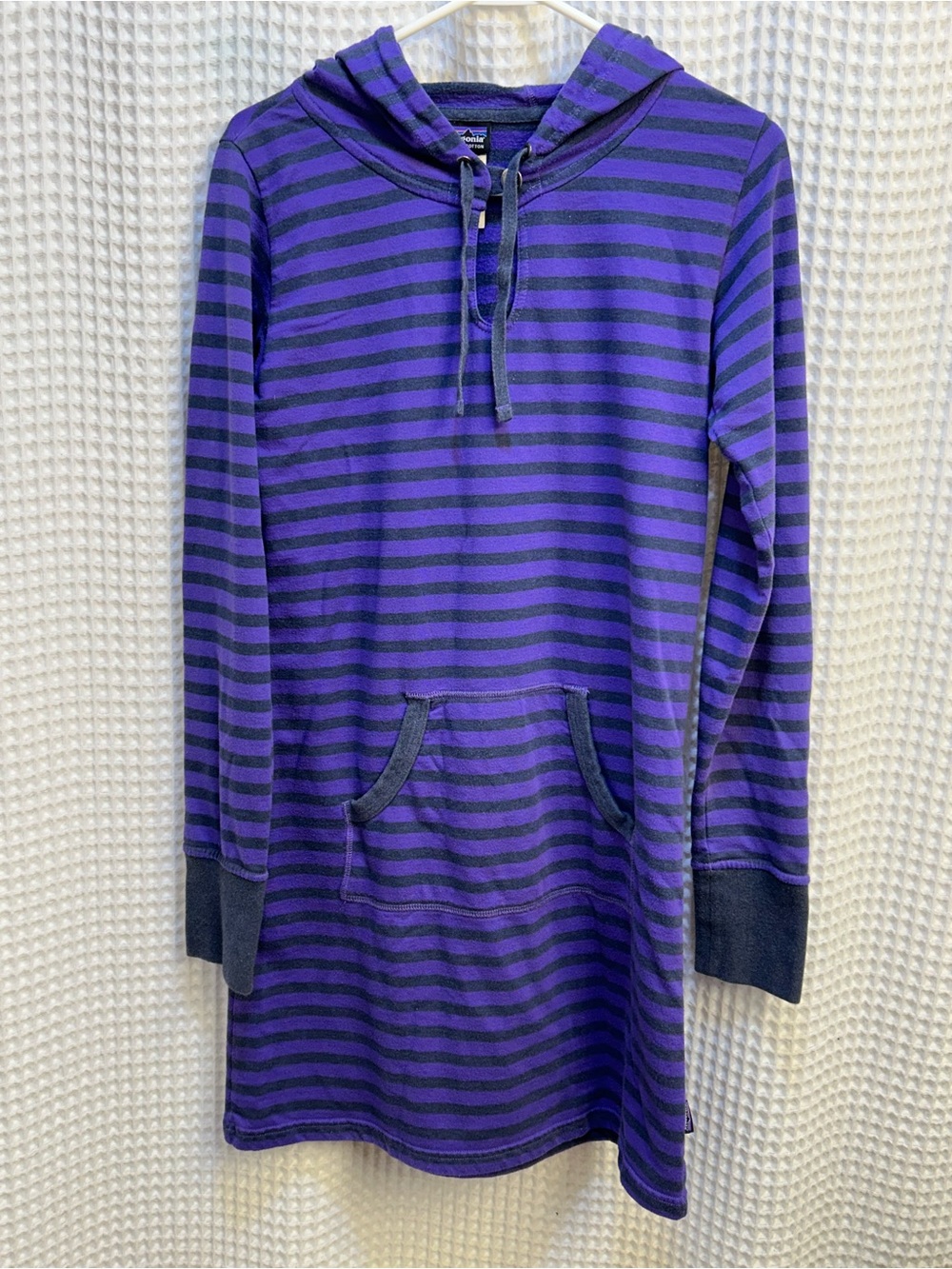 Patagonia Purple and Black Striped Hooded Tunic
